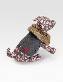 Fluffy faux fur trims the collar of a sporty herringbone vest fit for a walk through the park or around the block. Button closure Brass studs 65% wool/35% viscose; hand wash Imported Available sizes include XSmall (2-4 lbs.), Small (4-7½ lbs.), Medium (7½ -8½ lbs.), Large (8½ -12 lbs.), XLarge (12-14 lbs.) Fluffy faux fur trims the collar of a sporty herringbone vest fit for a walk through the park or around the block. Button closure Brass studs 65% wool/35% viscose; hand wash Imported Available sizes include XSmall (2-4 lbs.), Small (4-7½ lbs.), Medium (7½ -8½ lbs.), Large (8½ -12 lbs.), XLarge (12-14 lbs.)