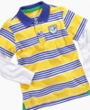 This Greendog short pairs solid sleeves with a striped polo for a cool layered look.