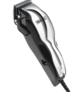 Clean cuts exactly as you envisioned them are now all yours with a 25-piece haircut kit that gives you a say in style, including all of the blades, guides, scissors, clips and more that you need to set up shop. The high carbon steel blades are permanently aligned and work through even the thickest hair with a high-speed power drive. 5-year limited warranty. Model 79520-500.