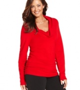 Alfani's plus size cowlneck sweater is a must-have classic for the season-- grab one in every color!