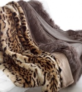 Warm and fuzzy. With style and function, these Luxury Faux Fur throws are perfect for your living space, featuring ultra-soft texture to wrap you in warmth and chic tiger and dove faux fur.