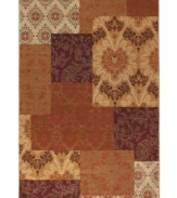A fresh, modern floral-and-damask motif pops in ginger and other red-tinged tones, captured in a perfect patchwork on this plush area rug from Karastan. Woven from lush nylon that delivers softness underfoot and superb resistance to everyday wear.