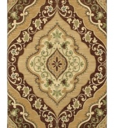 An intricately layered floral and scalloped design creates a striking composition upon this Andora area rug from Shaw Living, reviving lush traditional patterns for the modern floor. Its ultra-durable and supremely soft EverTouch® nylon is meticulously dyed for brilliant color recognition.