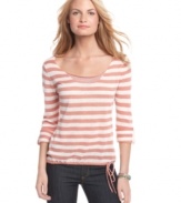 Stripes get a shot of flash via a sparkly inset along the neckline of this sweater from American Rag!