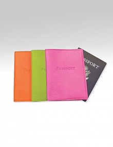 Essential for the world traveler, this soft cover is crafted of hand-stained Italian leather. About 4 X 6 Made in USAFOR PERSONALIZATIONSelect a color and quantity, then scroll down and click on PERSONALIZE & ADD TO BAG to choose and preview your personalization options. Please allow 1 week for delivery.