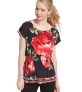 Score picturesque style with this floral print top from BCX that's figure-flattering too, thanks to the smock waist!