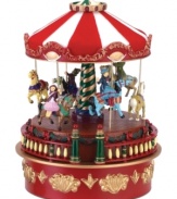 A whimsical replica of a carnival favorite, wind up this Carousel Music Box to see the friendly animals and riders go for a spin while the Christmas classic, Jingle Bells, plays.