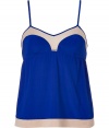 Whether youre looking to lounge in style or add some comfort to your evening look, this chic Philip Lim camisole slip top up the style factor - V-neck, empire waist, contrasting color block detailing at bust and bodice, adjustable straps, back hook and eye closure - Pair with a kimono and cashmere pants for at-home style or skinny jeans, a shawl neck cardigan, and booties for off-duty cool