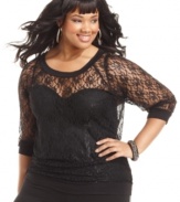 Sheer perfection: Planet Gold's lace plus size top is key for trend-right style!