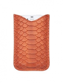 A sleek and compact case in python-embossed leather, specially designed for all iPhones and newer BlackBerry models. Shammy-cloth lining securely holds your phone in place.Fits all iPhones and new BlackBerry modelsLeather3.5 X 5Made in USA A sleek and compact case in python-embossed leather, specially designed for all iPhones and newer BlackBerry models. Shammy-cloth lining securely holds your phone in place.Fits all iPhones and new BlackBerry modelsLeather3.5 X 5Made in USA