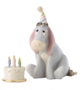 Eeyore never ages in this Disney figurine celebrating Winnie the Pooh's lovable donkey. Featuring soft pastel hues and gold detail in Lenox porcelain.