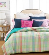 Perfectly preppy in plaid, this Shirting Madras comforter from Lauren Ralph Lauren evokes a true sense of style. Features an array of pastel hues and reverses to solid. Complement the look with other Ralph Lauren components.