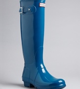 Hunter polishes its classic rain boots to high shine perfection; they're ready to step out rain or shine, city or country.