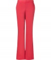Stylish pants in fine wool-nylon stretch - Highlight color raspberry, happy, sensational, elegant - New silhouette, slim with flared legs, which are somewhat flared - Moderately high rise and flat front - A classic AND fashionable look that works great for the office, leisure and evening - Looks trendy, yet dressed up - A fashion basic to wear with blouses, tops, cardigans