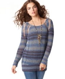 Stripe it up with Free People's Desert Moon sweater! The allover striped detail and shoulder cutouts add a bit of fun to your fall wardrobe.