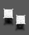 Bold and beautiful. Princess-cut cubic zirconia earrings (2 ct. t.w.) by CRISLU set in sterling silver finished in platinum.