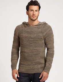 A hooded sweater that exemplifies uncompromising luxury and an athletic aesthetic.Attached hoodRaglan sleevesPull-on style70% alpaca/30% rayon from bambooDry cleanImported