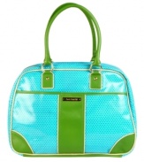 Take a trip to a groovier time with the Double Dutch retro satchel. Sure to turn heads as it comes around the baggage carousel, it puts dull luggage to shame with vibrant pastels and a funky polka-dot pattern. Three-year warranty.