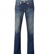 Stylish blue washed Bobby super T straight leg jeans - Perfect for taller men, this jean has a flattering long cut - Long and lean silhouette and decorative back pockets - Pair with a button down and a blazer for everyday cool - Style with a cashmere pullover and trainers