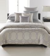 Hotel Collection's Calligraphy duvet cover features fluid lines that form an allover arabesque design in soft, neutral tones for a luxurious and sophisticated look.