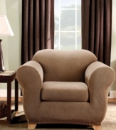 Featuring subtle allover striping in versatile, solid tones, the Stretch Stripe chair slipcover from Sure Fit instantly refreshes your furniture with style and comfort. Easy to care for, this slipcover can be tossed in the wash.
