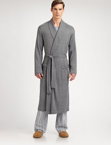 Luxurious, knit robe is incredibly smooth and soft for endless hours of comfort.Shawl collarTie waistFront patch pockets53% polyamide/47% viscoseMachine washImported Luxurious, knit robe is incredibly smooth and soft for endless hours of comfort.Shawl collarTie waistFront patch pockets53% polyamide/47% viscoseMachine washImported