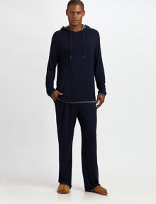 A laid-back pair in soft knit jersey, perfect for lounging at home or going for a morning run.Elasticized waistContrast hemInseam, about 3296% rayon/4% spandexMachine washImported A laid-back pair in soft knit jersey, perfect for lounging at home or going for a morning run.Elasticized waistContrast hemInseam, about 3296% rayon/4% spandexMachine washImported