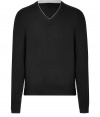 Classically sophisticated, this slim wool pullover from Michael Kors is sure to be a new season staple - V-neck, long sleeves, ribbed hem and cuffs, slim fit - Pair with slim jeans, chinos, or corduroys