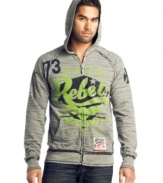 Reverse your normal layered look with this on-trend hoodie from Affliction.