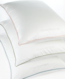 The pinnacle of comfort. Featuring lofty, hypoallergenic ecoDown® fill and a smooth 350-thread count cover, the Vail pillow from Charter Club redefines a good night's sleep. Finished with taupe piping and logo embroidery. The pinnacle of comfort. Featuring lofty, hypoallergenic ecoDown® fill and a smooth 350-thread count cover, the Vail pillow from Charter Club redefines a good night's sleep. Finished with taupe piping and logo embroidery.