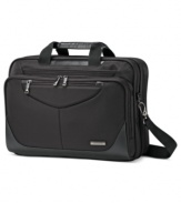 Fly right. This TSA-friendly portfolio glides through airport checkpoints without upsetting the organization of your bag-thanks to the dedicated Perfect Fit™ System, you don't have to remove your laptop for security & your most precious possession stays secure & protected from travel's big bumps & bruises. Made from a durable, long-lasting ballistic nylon, this bag makes a perfect science out of every trip.