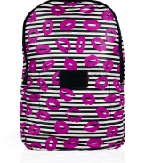 Whether for work, travel, or play, this kiss-covered backpack from Marc by Marc Jacobs is a whimsical way to carry around your daily essentials - Dual-top zip closure, roomy interior, adjustable straps, allover stripe and kiss pattern - Perfect for work, travel, or the gym