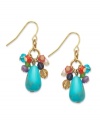 Embellish your style! These colorful drop earrings from Lauren Ralph Lauren flaunt shimmering accents in a bevy of colors. Crafted in 14k gold-plated mixed metal. Approximate drop: 1-1/8 inches.