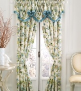 Inspired by the Greek Island of Corfu, this Croscill window valance features a lush, floral landscape on cotton/polyester fabric. Soft hues complete the traditional Mediterranean feel.