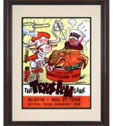 The Texas Longhorns had an extra reason to give thanks in 1958, shutting out the Aggies 27-0. This beautifully framed and restored program cover from the Thanksgiving Day blowout says it all.
