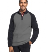 Up your cool factor. This Nautica fleece features bold color blocking for added punch.