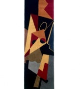 Every hallway needs an eye-catching runner. The essence of modern art is brought to your home with this Picasso-esque abstract area rug. Soothing shades of black, gray, blue, burgundy and orange work together to create a contemporary masterpiece of floor covering. Hand-carved and hand-tufted of plush wool for the pinnacle in luxury.
