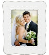 Celebrate special moments with the elegant Lenox Bliss picture frame, featuring wedding-white porcelain laced with frilly raised detail and sparkling accents. Qualifies for Rebate