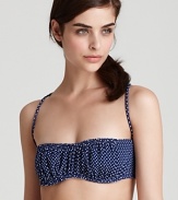 Pretty polka-dots put a sweet spin on Shoshanna's ruched bandeau. Ideal for the bathing beauty, this top loves to play coy beneath a sheer chemise.