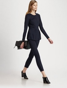 Ultra-stretchy trousers in a cropped silhouette with equestrian-inspired stitching and zippered cuffs. Tab closureZip flySlash pocketsZippered cuffsSingle back besom pocketRise, about 9Inseam, about 2672% viscose/23% polyamide/5% elastaneDry cleanImported of Italian fabricModel shown is 5'10 (177cm) wearing US size 2. Ultra-stretchy trousers in a cropped silhouette with equestrian-inspired stitching and zippered cuffs. Tab closureZip flySlash pocketsZippered cuffsSingle back besom pocketRise, about 9Inseam, about 2672% viscose/23% polyamide/5% elastaneDry cleanImported of Italian fabricModel shown is 5'10 (177cm) wearing US size 2.
