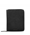 Polished to perfection with sleek textural black leather, Burberry Londons iPad case couples elegance with ease - Metallic logo embossed on front, zip-around closure, inside slot pocket, inside leather frame for iPad - Great for everyday and on the go, also makes a superb gift