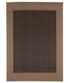 A grid bordered in tasty cocoa tones, this indoor/outdoor rug from Couristan is just what you need to frame a space. Made from fiber-enhanced polypropylene, it's exceptionally durable and 100% recyclable, making it good for (and in) any environment. A grid bordered in tasty cocoa tones, this indoor/outdoor rug from Couristan is just what you need to frame a space. Made from fiber-enhanced polypropylene, it's exceptionally durable and 100% recyclable, making it good for (and in) any environment.