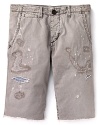 True Religion Travis Chino Cutoff Shorts in Edgewood Smoke