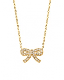 18K gold vermeil and cubic zirconia are all wrapped up in a pretty bow on this feminine-fabulous necklace from Crislu.