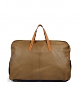 Super-luxurious bag made ​.​.of fine, beige lamb leather - Casual, bulbous-shaped shopper is very spacious - With decorative accent leather inserts, two short handles and top zipper - Fashionable choice for work, school, sports or a weekend getaway