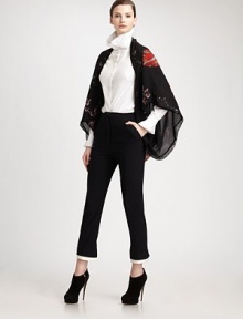 Impeccably tailored to fit the figure, this slim-fitting pair is accented with contrast dual-layered cuffs.Zip flySide slash pocketsDual-layered, vented cuffsBack waistband notchBack button welt pocketInseam, about 2750% rayon/50% acetateDry cleanMade in Italy of imported fabricModel shown is 5'10 (177cm) wearing US size 4. 