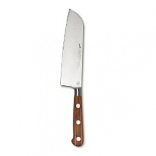 Combining the versatility of a chef's knife with the functionality of a cleaver, this Santoku's kullens reduce frcition and keep food from sticking to the blade. Combining the versatility of a chef's knife with the functionality of a cleaver, this Santoku's kullens reduce frcition and keep food from sticking to the blade.