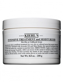An extremely thick, emollient treatment for very dry or callused areas that require intensive moisturization. Enriched with Avocado Oil and Shea Butter, this special formulation helps to soften and soothe dry, cracked or parched skin. 