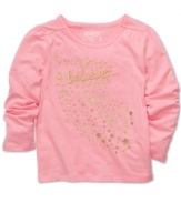 Colorful graphics on the front of these Osh Kosh tops will make her smile sweetly.