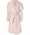 Get super luxurious style in this neutral-hued cashmere-and-wool blend coat from rnSalvatore Ferragamo - Oversized shawl collar, long sleeves with belted cuffs, self-tie belt at waist, slit pockets, back storm flap and slit at hem - Wear with a wool sheath dress and heels or slim trousers and a cashmere pullover